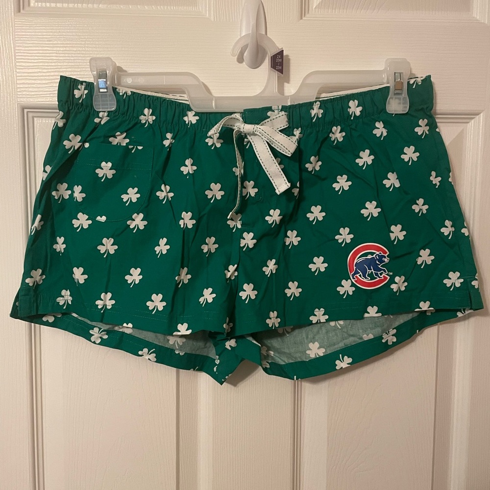 L Chicago Cubs Green and White Athletic Shorts